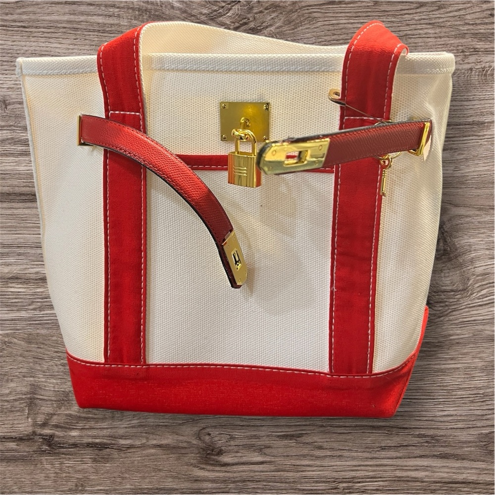 Elegant Pink and Cream Tote Bag / Boat Tote